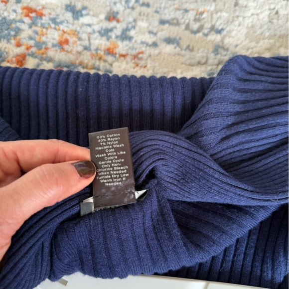 Ann Taylor Navy Ribbed Cardigan, XSP - Picture 8 of 10